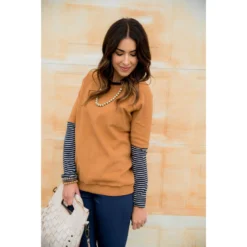 Hint Of Stripe Sweatshirt -Women's Clothing Store BB 6924 1