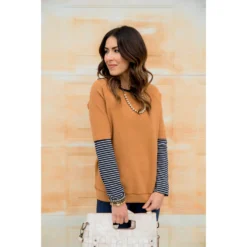 Hint Of Stripe Sweatshirt -Women's Clothing Store BB 6926 6d55d81a aa99 494c bdbb 7485b883ff43