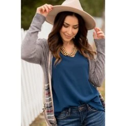 Multi Color Striped Bottom Tunic Cardigan -Women's Clothing Store BB 6949 c290fcb9 1b81 4cce 9f24 3e10453d35d4