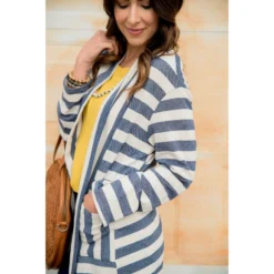 Striped Terry Tunic Cardigan -Women's Clothing Store BB 6966 2