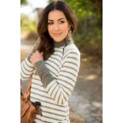 Striped Side Zip Wrap Terry Sweatshirt -Women's Clothing Store BB 6974 241e7f5d 77f9 43b3 b15b 98cf3fefed61