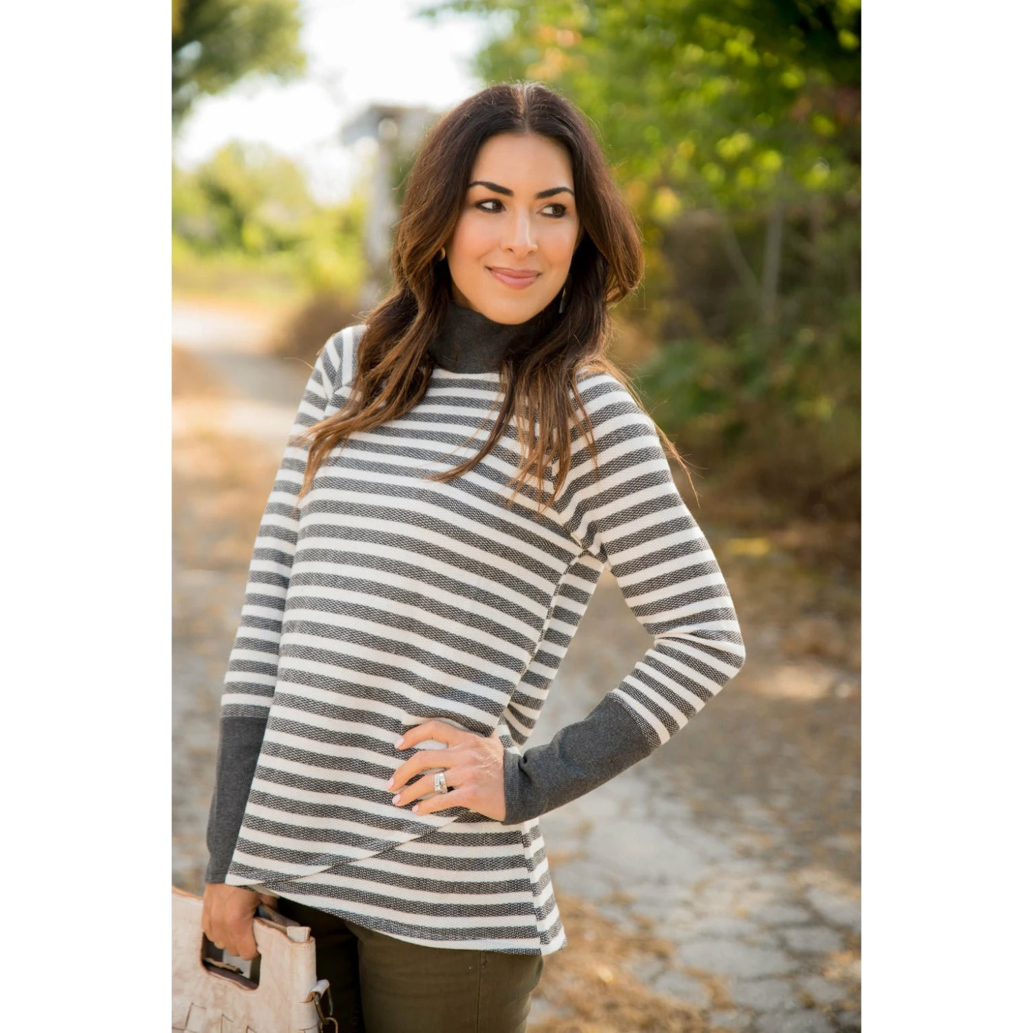 Thick Striped Side Zip Wrap Sweatshirt 6 Thick Striped Side Zip Wrap Sweatshirt - Image 6
