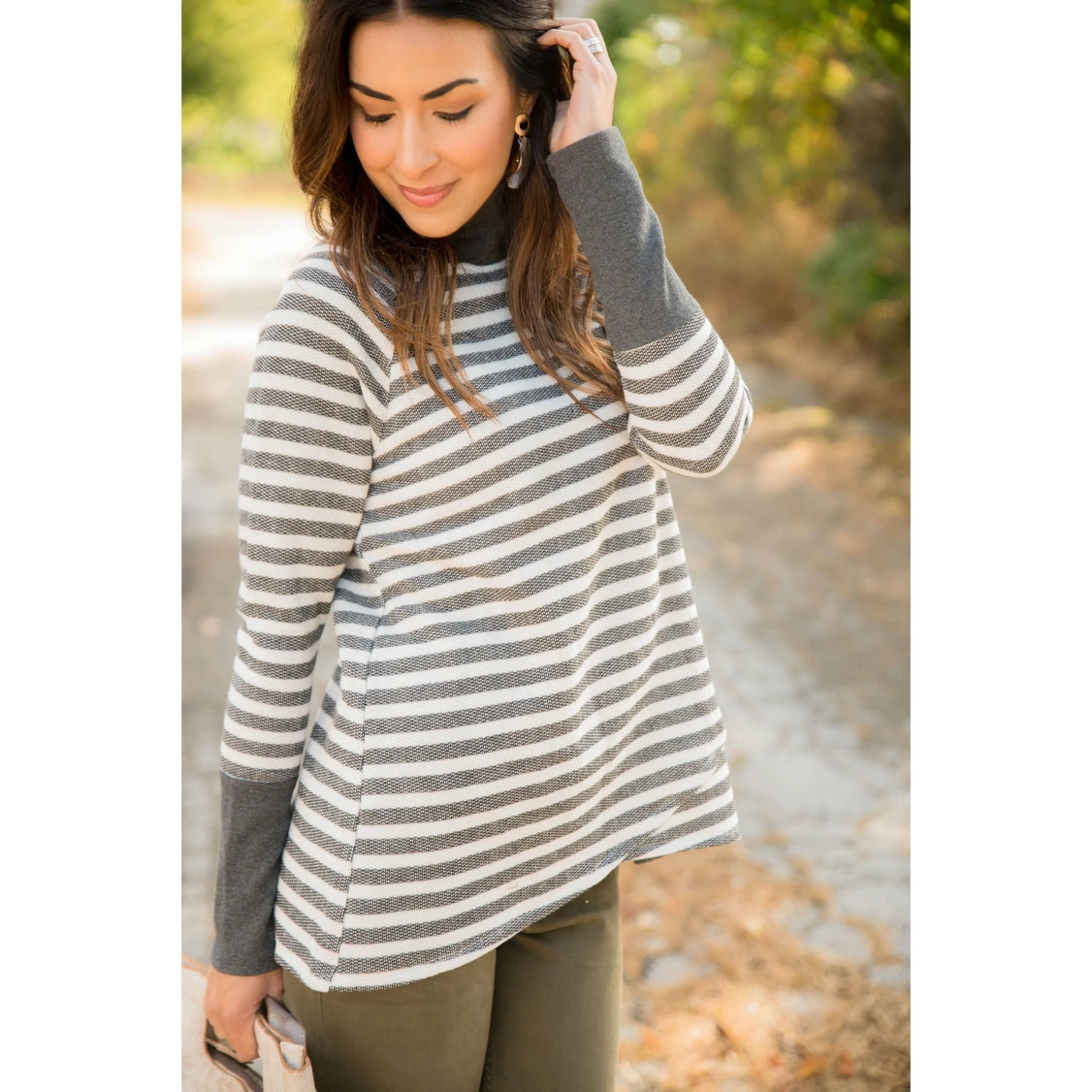 Thick Striped Side Zip Wrap Sweatshirt 8 Thick Striped Side Zip Wrap Sweatshirt - Image 8
