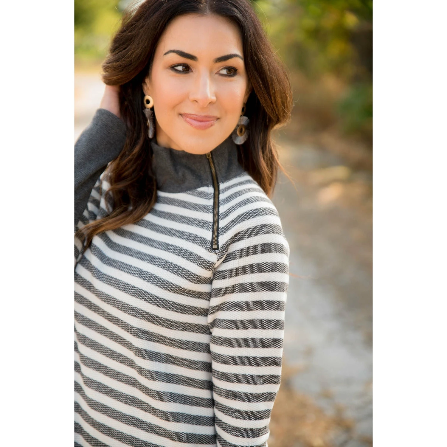Thick Striped Side Zip Wrap Sweatshirt 14 Thick Striped Side Zip Wrap Sweatshirt - Image 14