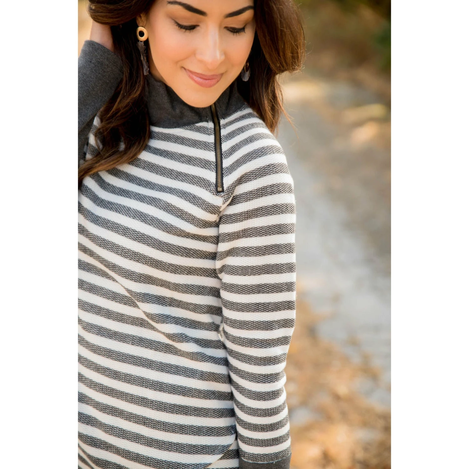 Thick Striped Side Zip Wrap Sweatshirt 16 Thick Striped Side Zip Wrap Sweatshirt - Image 16