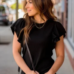 Dual Butterfly Sleeve Ribbed Tee -Women's Clothing Store BB 7005 ca84c342 ad92 4e76 86fe c7ee8fbbe3e4 122789