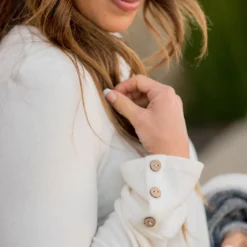 Button Cuff Long Sleeve Tee -Women's Clothing Store BB 7007 675741