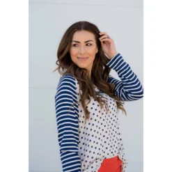 Linen Polka Dot Mixed Tee -Women's Clothing Store BB 7009 ea7b644a 58bc 4486 ac31 7b355f3637c2