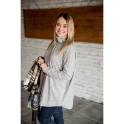 Side Button Knit Cowl Neck -Women's Clothing Store BB 7026