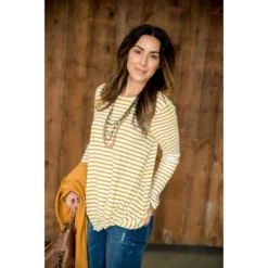Striped Side Knot Long Sleeve Tee -Women's Clothing Store BB 7027 35203eb8 1a43 40c7 8699 8f0fbbe1230b 458857