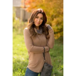 Striped Detailed Accented Cowl Neck Sweatshirt -Women's Clothing Store BB 7030