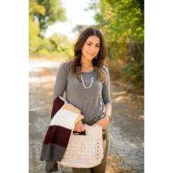 3/4 Sleeve Textured Pocket Tee 35 3/4 Sleeve Textured Pocket Tee -Women's Clothing Store BB 7032 5dc61982 32ec 4b25 b594 6754bc49ea23