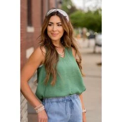 Ruched Tissue V-Neck Tank