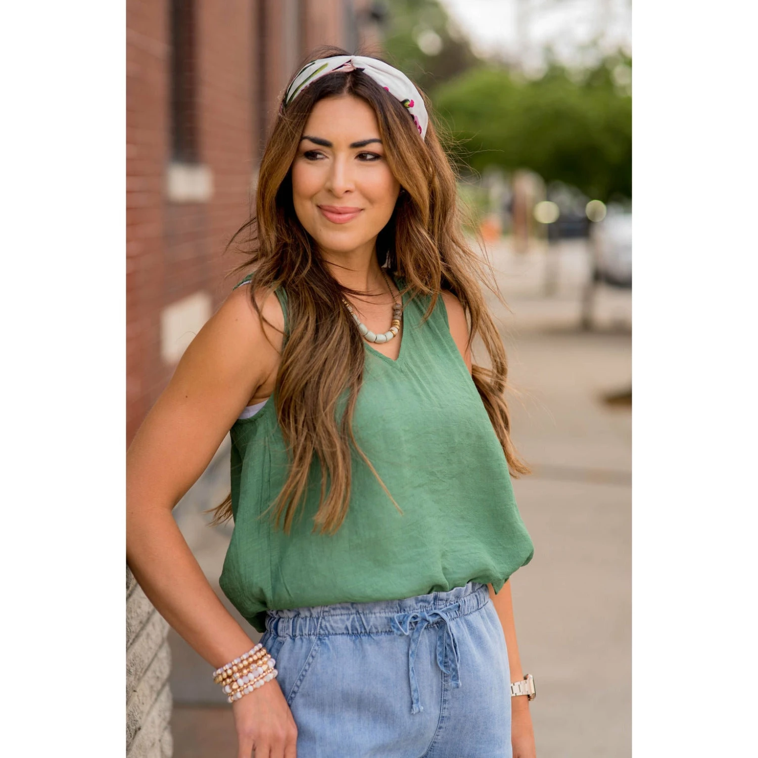 Ruched Tissue V-Neck Tank 1 Ruched Tissue V-Neck Tank