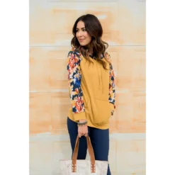 Floral Accent Hoodie -Women's Clothing Store BB 7036 831954a1 d1e2 4fd0 99ab ed868a72391c