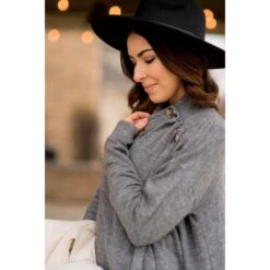 Side Button Wrap Sweater -Women's Clothing Store BB 7055 83ec5e80 8ef0 4429 91b9 ed50b4d8ea0a