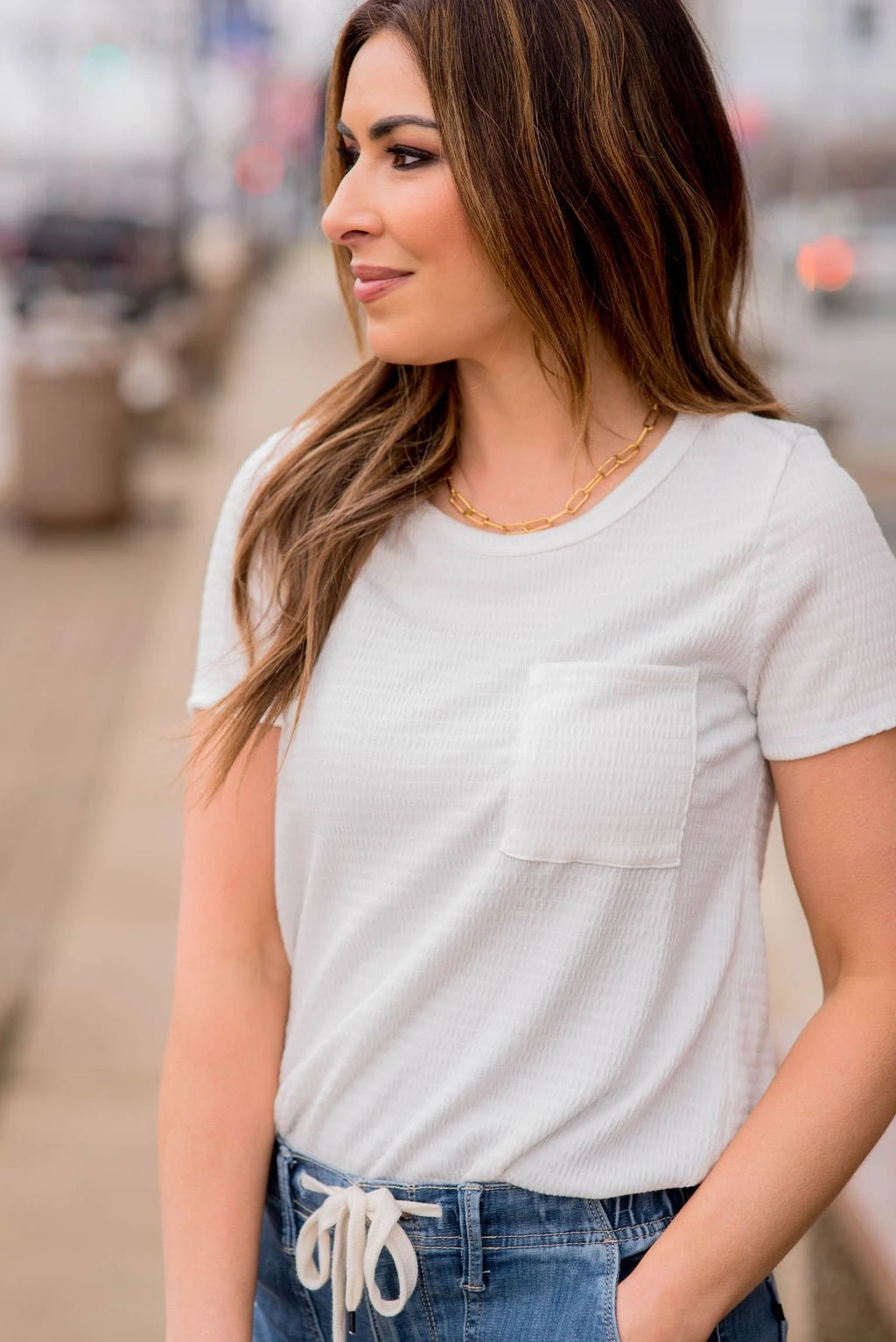 Textured Lines Pocket Tee 5 Textured Lines Pocket Tee - Image 5