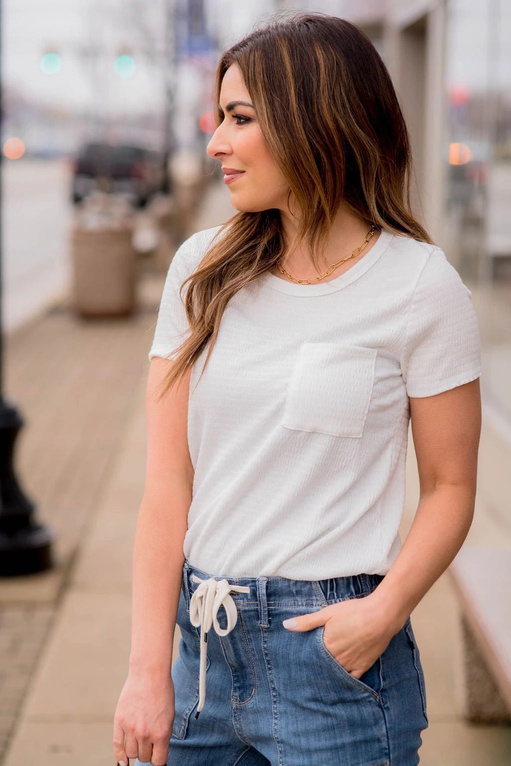 Textured Lines Pocket Tee 6 Textured Lines Pocket Tee - Image 6