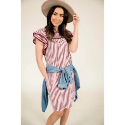 French Terry Ruffle Dress -Women's Clothing Store BB 7085