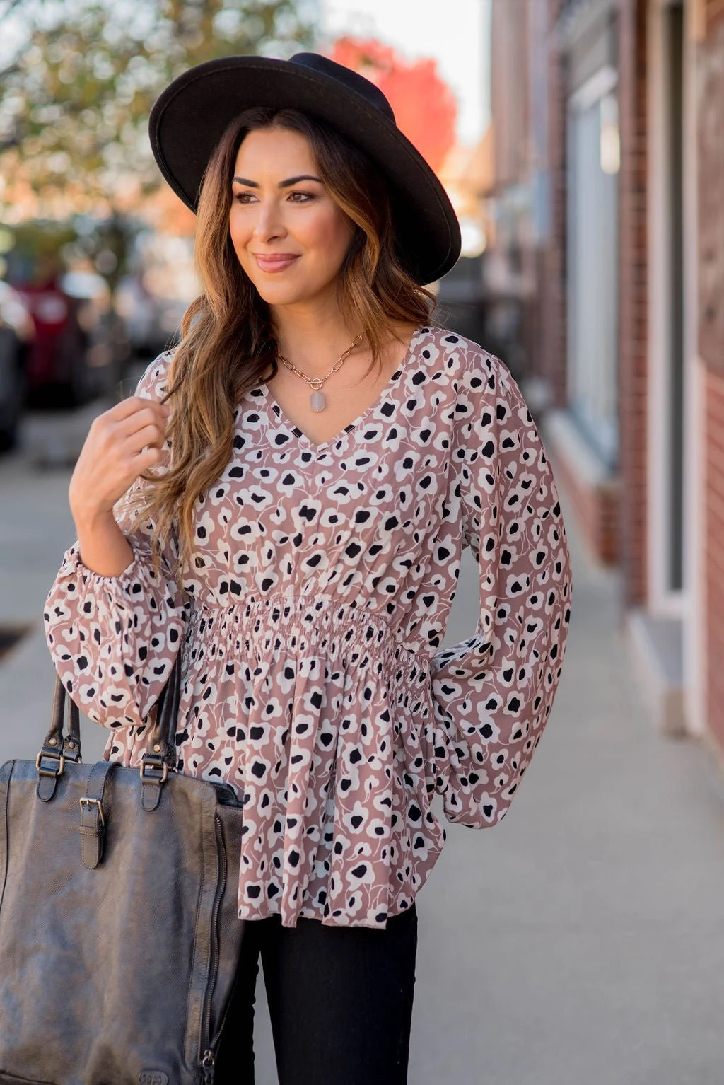 Floral Fun Cinched V Blouse 4 Floral Fun Cinched V Blouse - Image 4