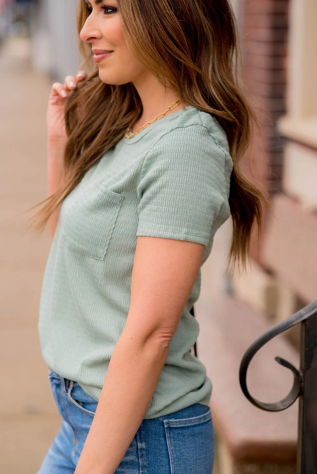 Textured Lines Pocket Tee 7 Textured Lines Pocket Tee - Image 7