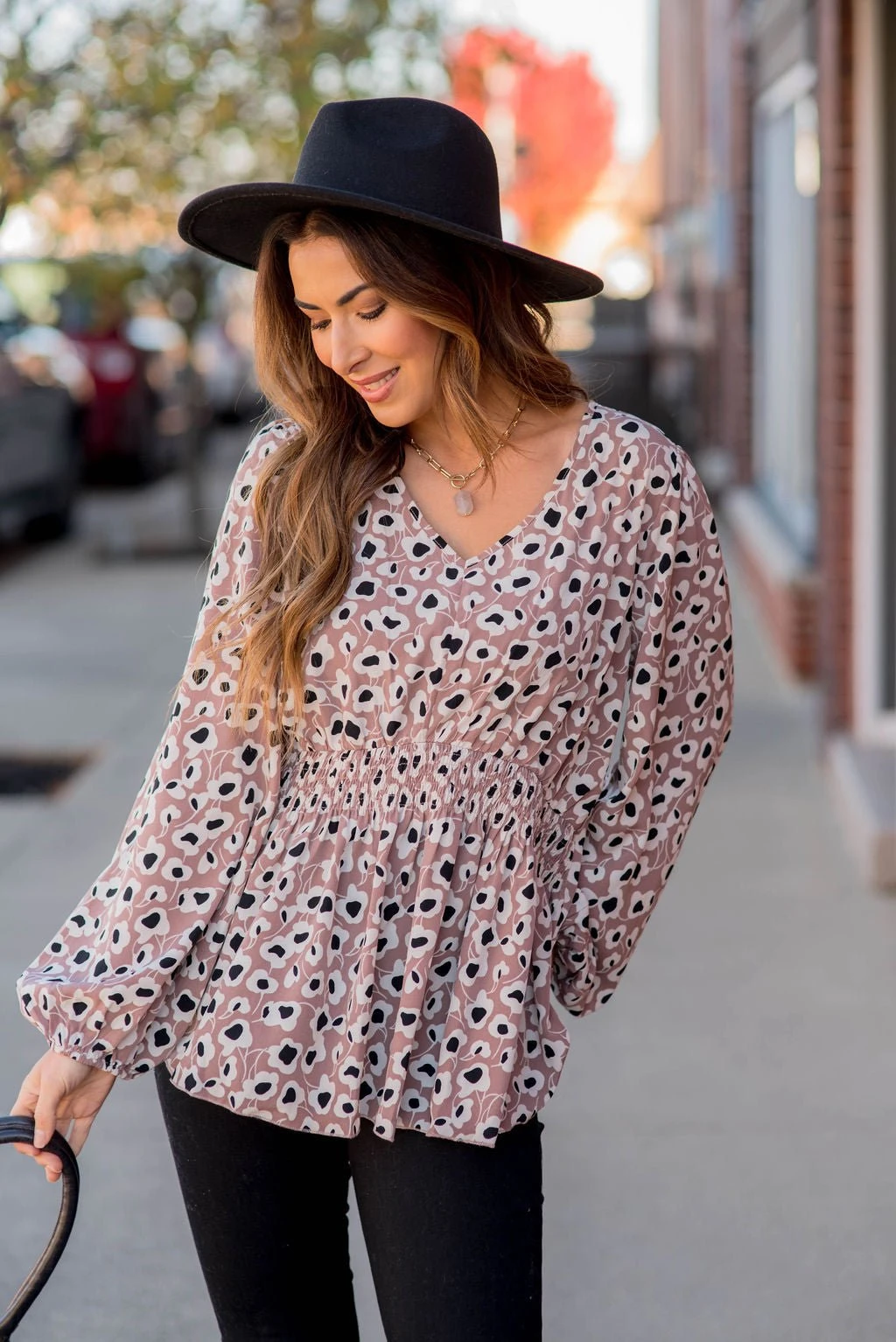 Floral Fun Cinched V Blouse 2 Floral Fun Cinched V Blouse - Image 2