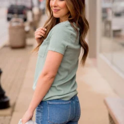 Textured Lines Pocket Tee 25 Textured Lines Pocket Tee -Women's Clothing Store BB 7092 167585