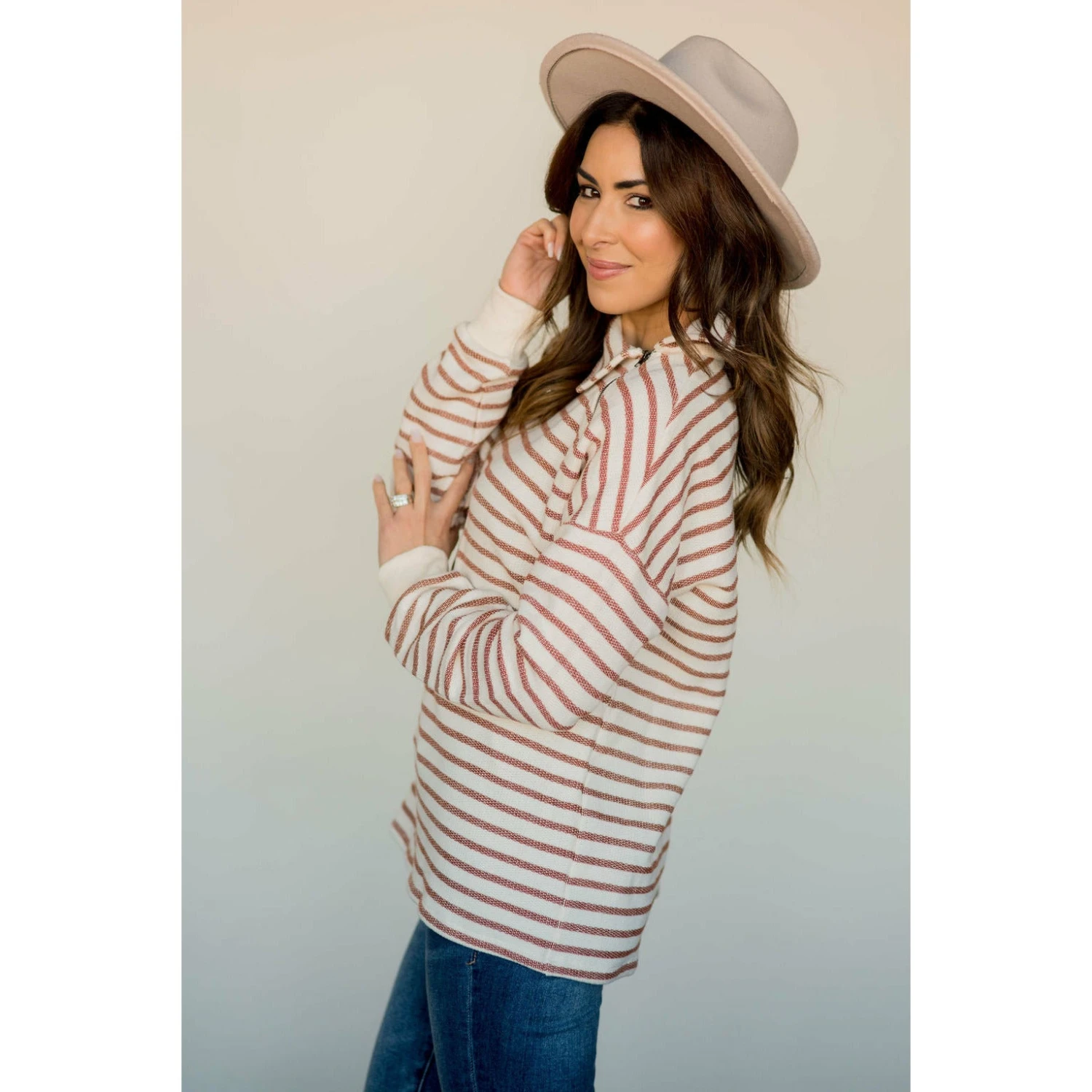 Knit Stripe Neck Zipper Sweater 8 Knit Stripe Neck Zipper Sweater - Image 8