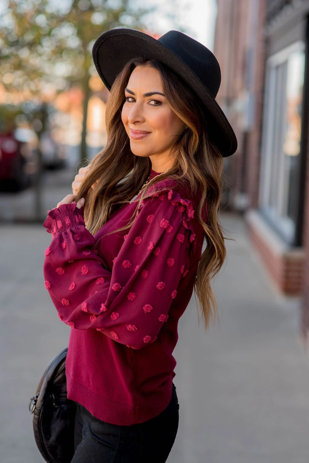 Textured Dot Sleeve Blouse 7 Textured Dot Sleeve Blouse - Image 7