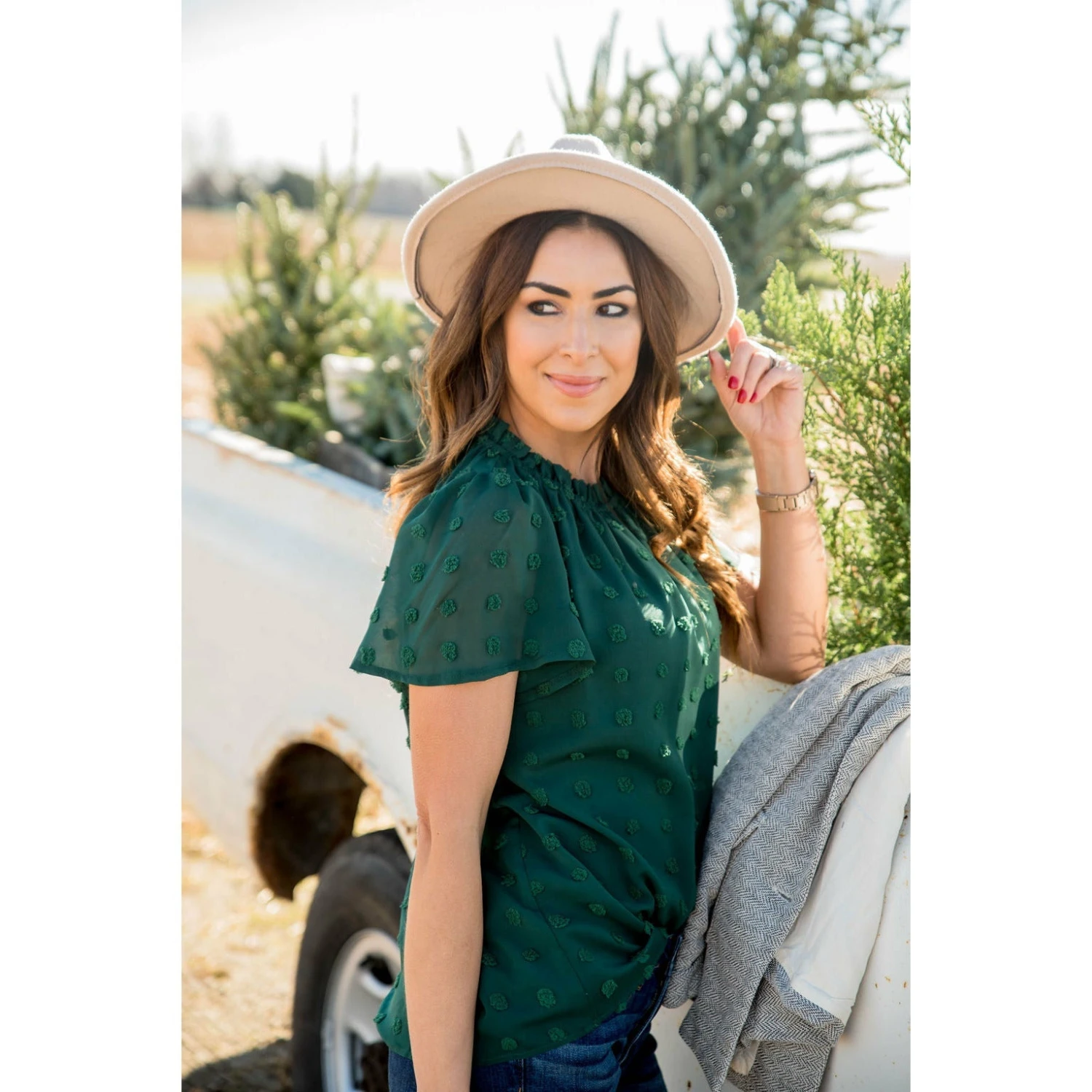 Swiss Dot Cinched Neck Blouse 5 Swiss Dot Cinched Neck Blouse - Image 5