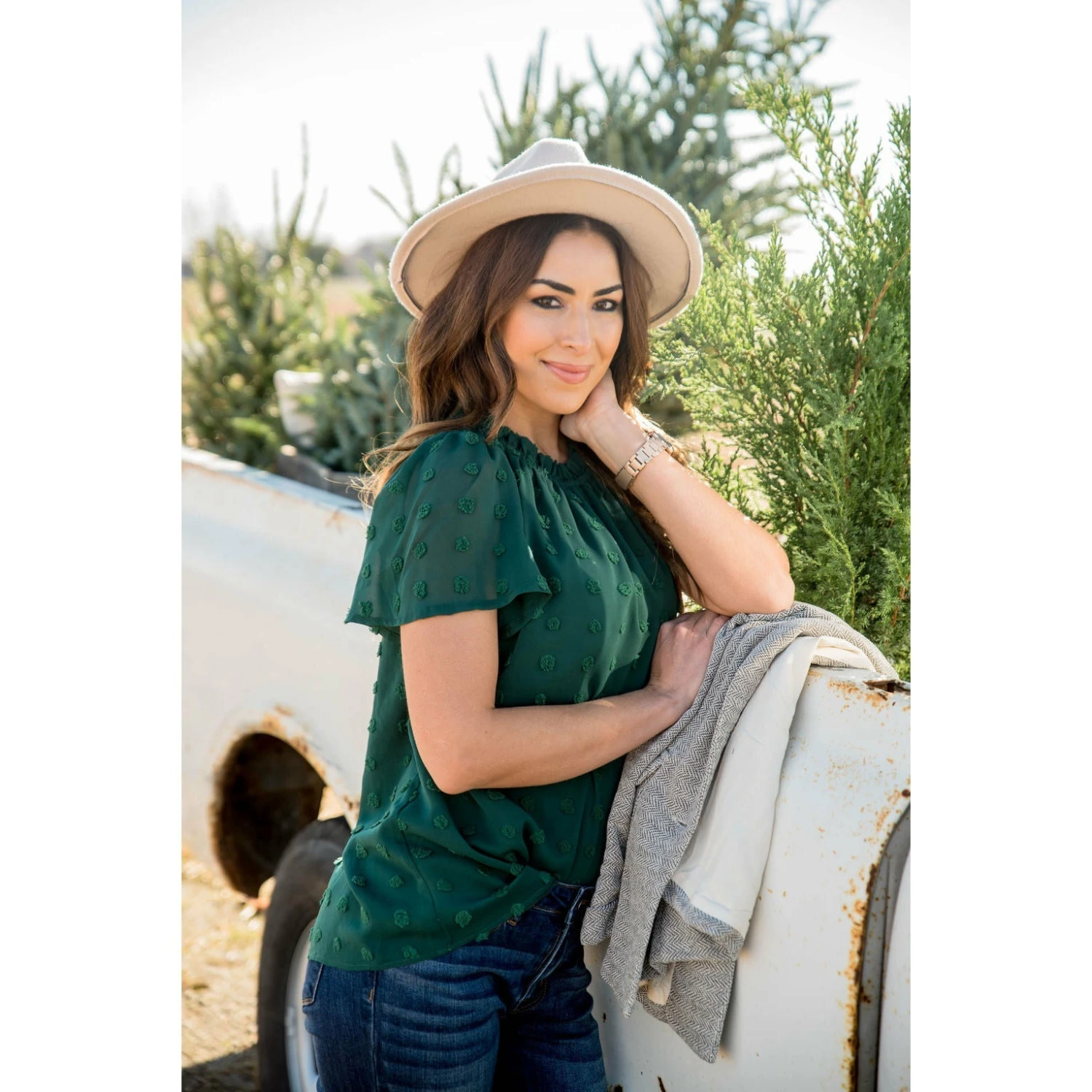 Swiss Dot Cinched Neck Blouse 7 Swiss Dot Cinched Neck Blouse - Image 7