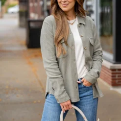 Simple Lightly Corded Shacket