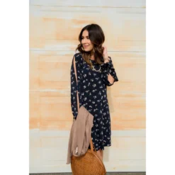 Mini Floral Slit Sleeve Dress -Women's Clothing Store BB 7179 dbd93947 5cab 466a aaa6 faf694feb5d9