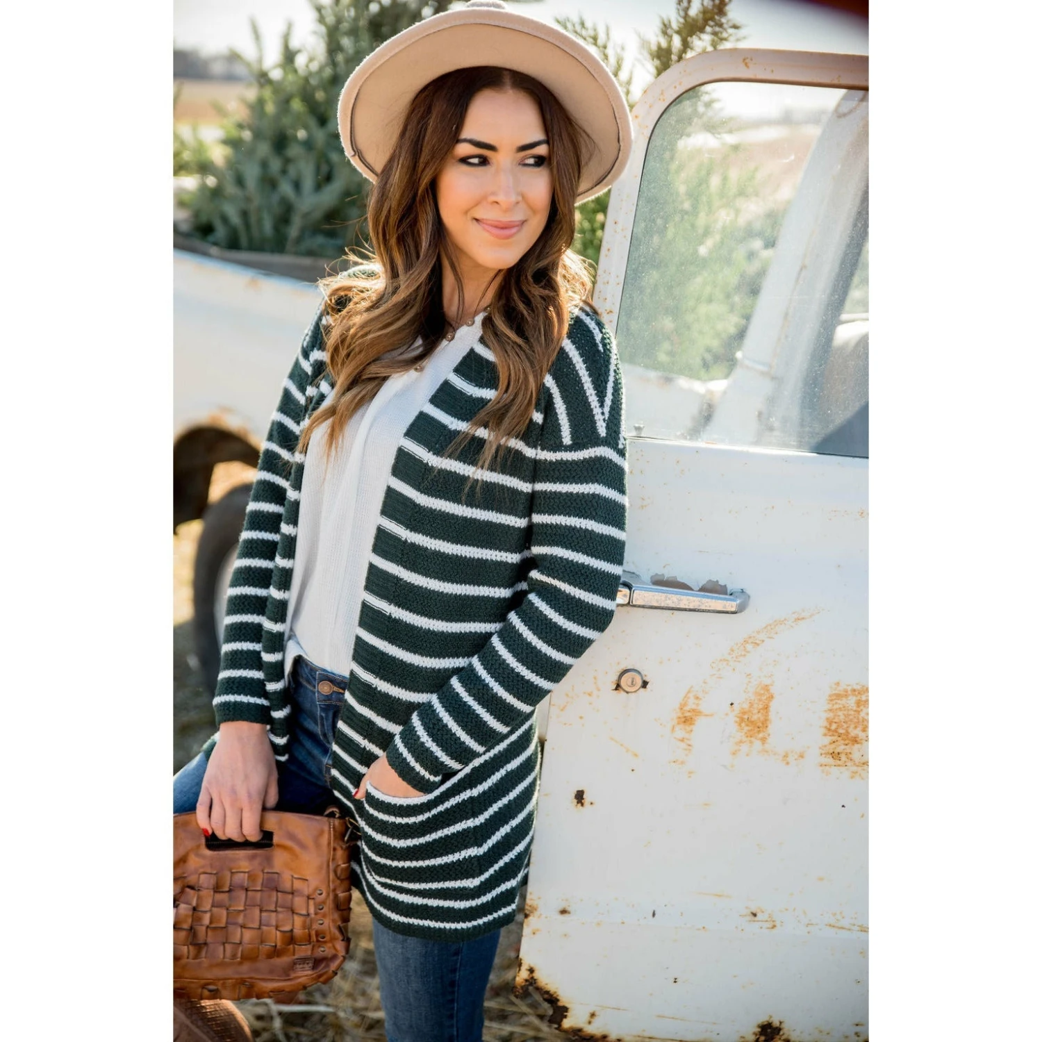 Thin Striped Knit Tunic Cardigan 4 Thin Striped Knit Tunic Cardigan - Image 4