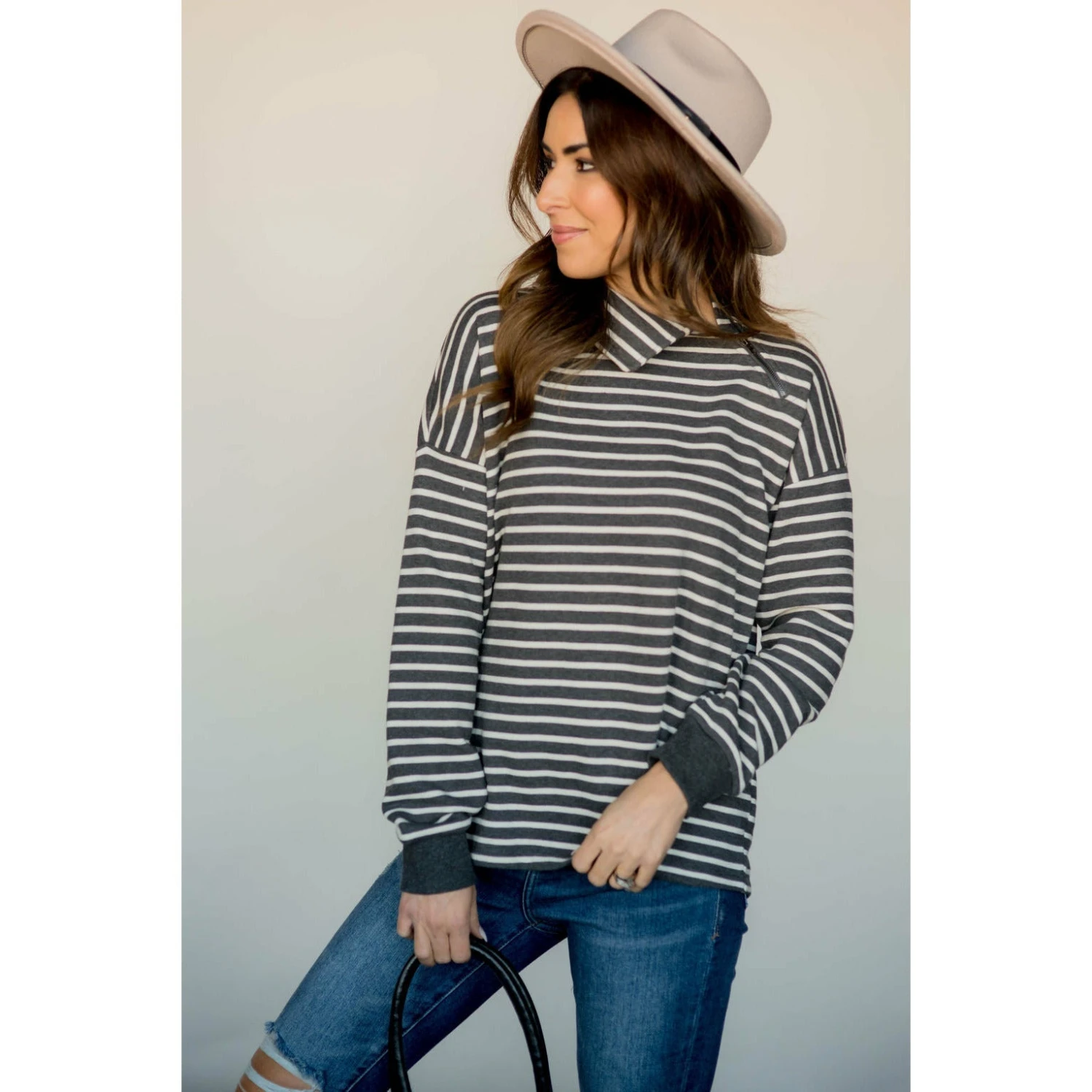 Knit Stripe Neck Zipper Sweater 18 Knit Stripe Neck Zipper Sweater - Image 18