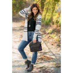 Light Grey Striped Cardigan -Women's Clothing Store BB 7226 5de31568 6f9e 4147 8b33 2a184dc6b4aa