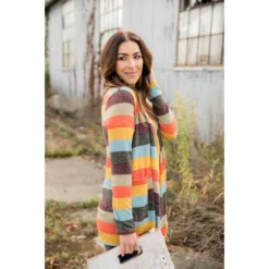 Lightweight Color Blocked Cardigan -Women's Clothing Store BB 7227