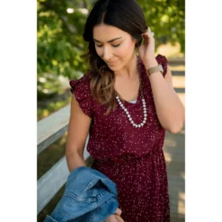 Speckled V-Neck Dress -Women's Clothing Store BB 7235 1