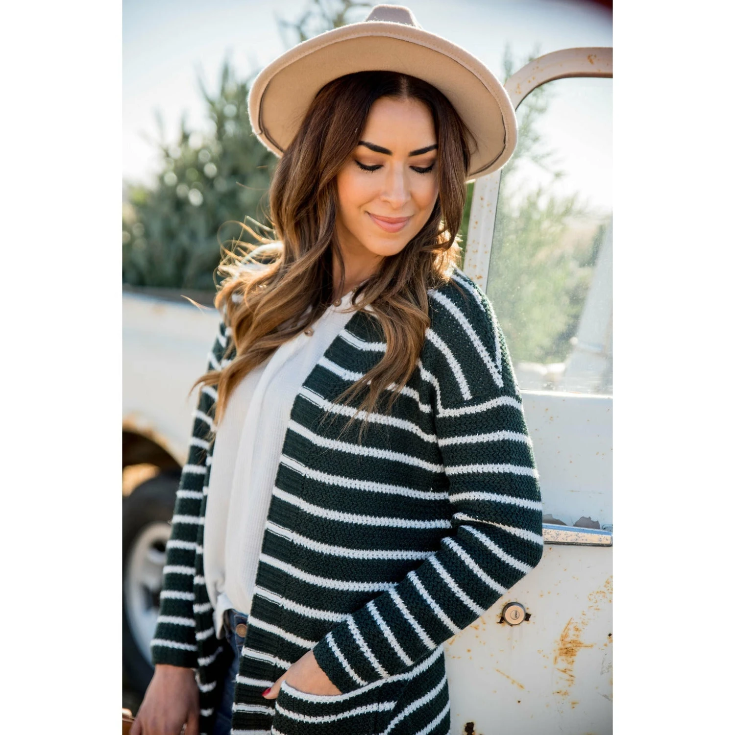 Thin Striped Knit Tunic Cardigan 15 Thin Striped Knit Tunic Cardigan - Image 15