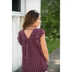 Vertical Striped Ruffle Blouse -Women's Clothing Store BB 7241 7d52998c 3b02 46e8 8827 5b21377f7470
