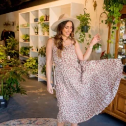 Floral Pleated Bottom Midi Dress -Women's Clothing Store BB 7262 bd6edaa9 256f 4093 87c4 c31b20e5e98d 961701