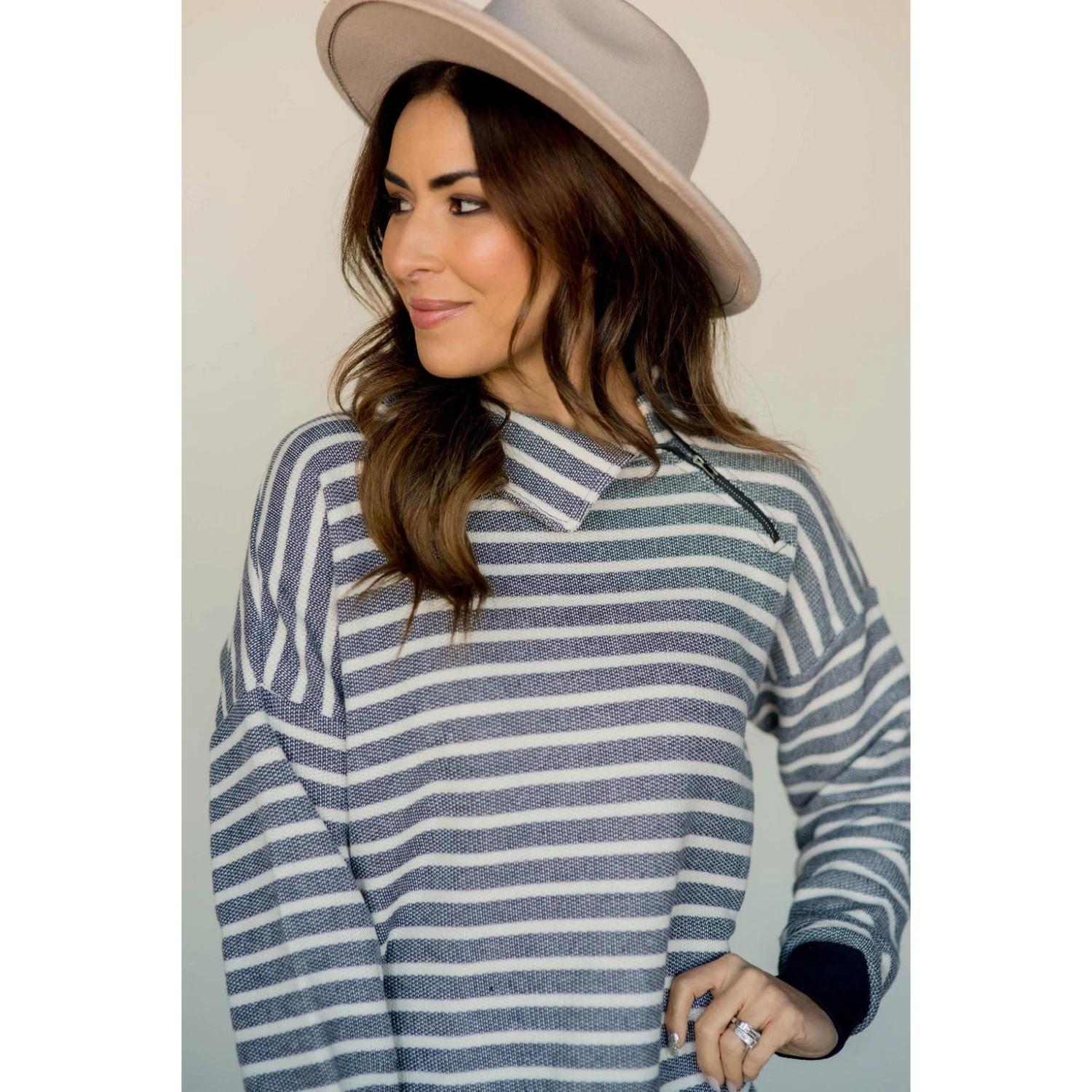 Knit Stripe Neck Zipper Sweater 11 Knit Stripe Neck Zipper Sweater - Image 11