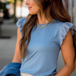 Swiss Dot Flutter Trim Tank