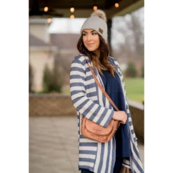 Striped Terry Tunic Cardigan -Women's Clothing Store BB 7272