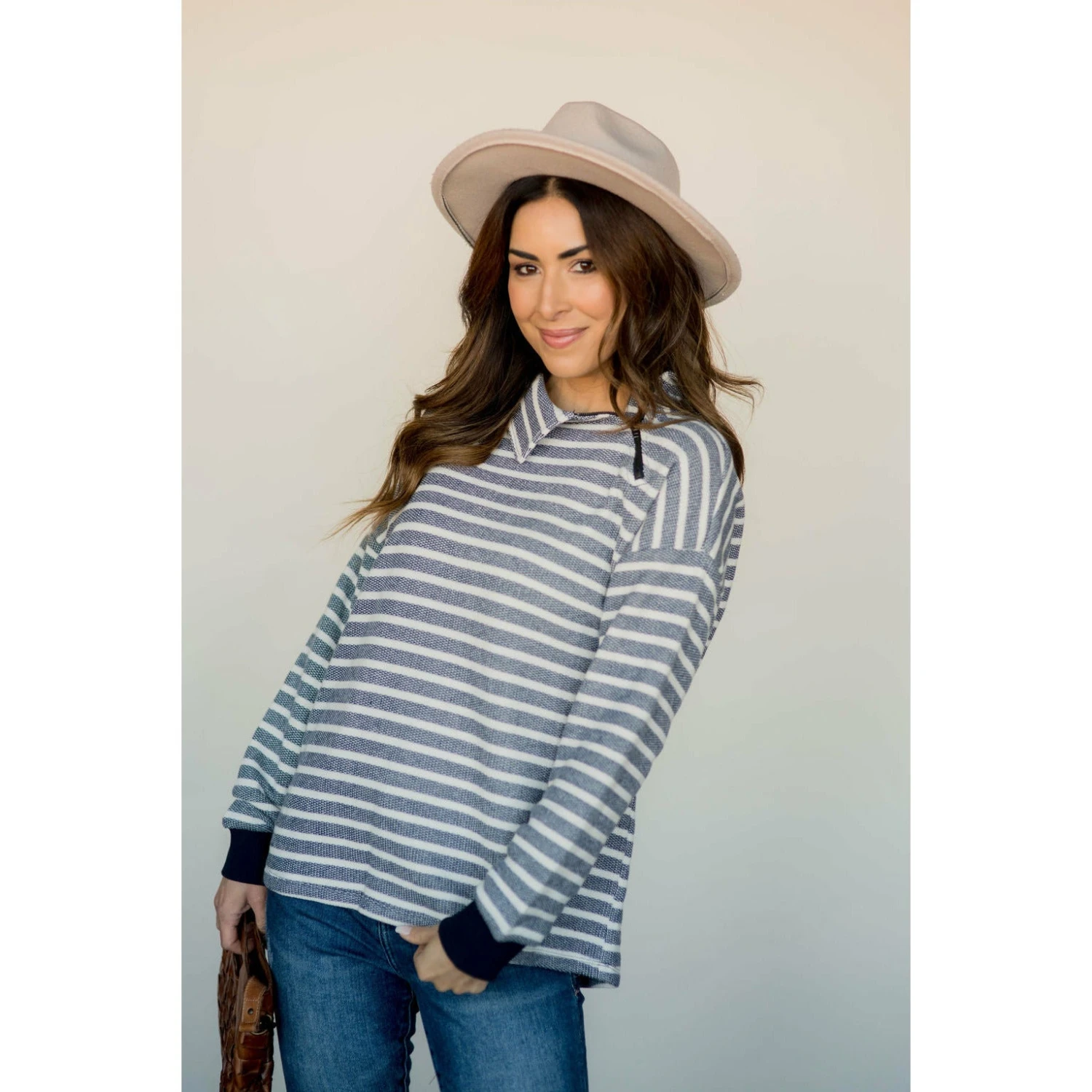 Knit Stripe Neck Zipper Sweater 14 Knit Stripe Neck Zipper Sweater - Image 14