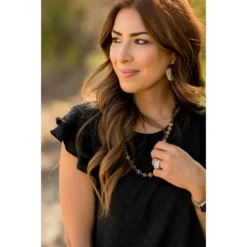 Micro Textured Dot Short Flutter Blouse -Women's Clothing Store BB 7279 028833ca b71d 4be1 bd6f 155b47599a43