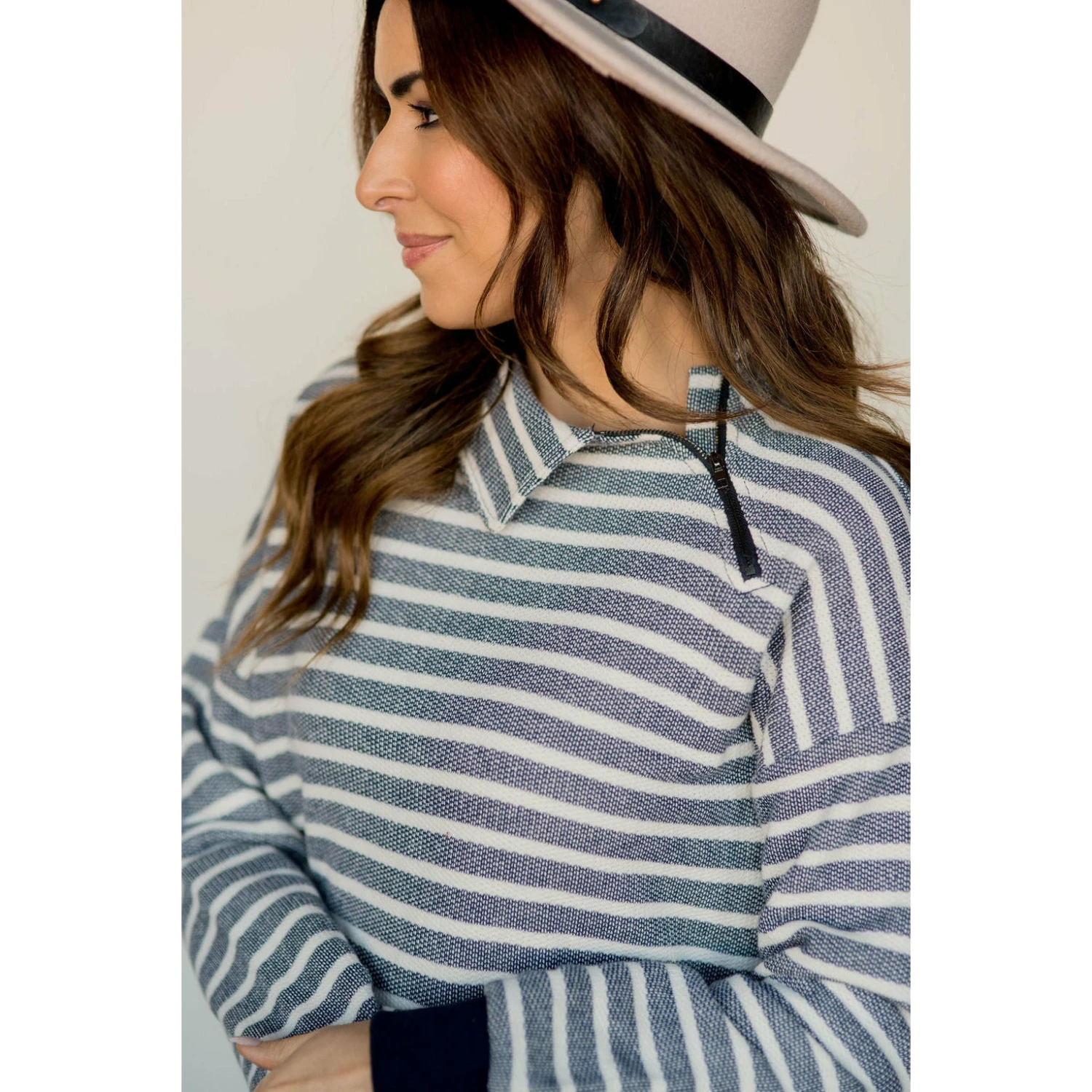 Knit Stripe Neck Zipper Sweater 16 Knit Stripe Neck Zipper Sweater - Image 16