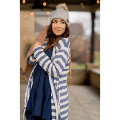 Striped Terry Tunic Cardigan -Women's Clothing Store BB 7280 1