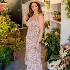 Floral Pleated Bottom Midi Dress -Women's Clothing Store BB 7290 a9969dd0 2c57 4da6 bdec 2364e9b25ab8 808013