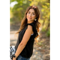 Micro Textured Dot Short Flutter Blouse -Women's Clothing Store BB 7292 12e0e07c fbb8 4997 a181 16f257570573